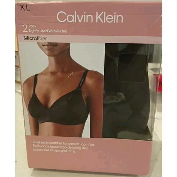 NIOB Calvin Klein 2-Pack Lightly Lined Wirefree Bra Black & Honey Size XL - Picture 1 of 1